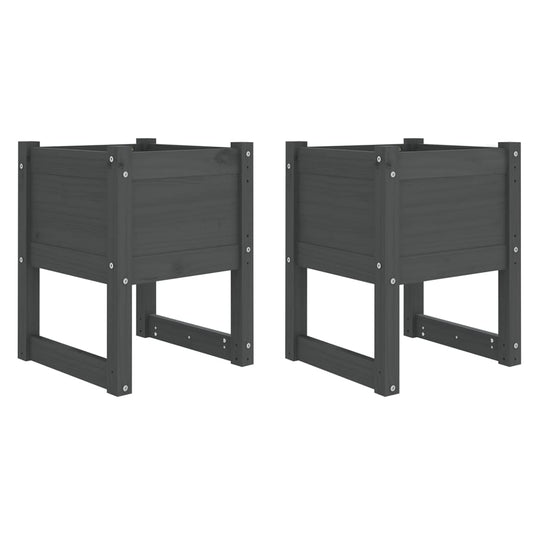 Vidaxl plantenbakken 2 st 40x40x52,5 cm massief grenenhout grijs