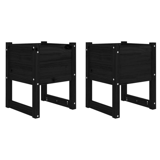 Vidaxl plantenbakken 2 st 40x40x52,5 cm massief grenenhout zwart