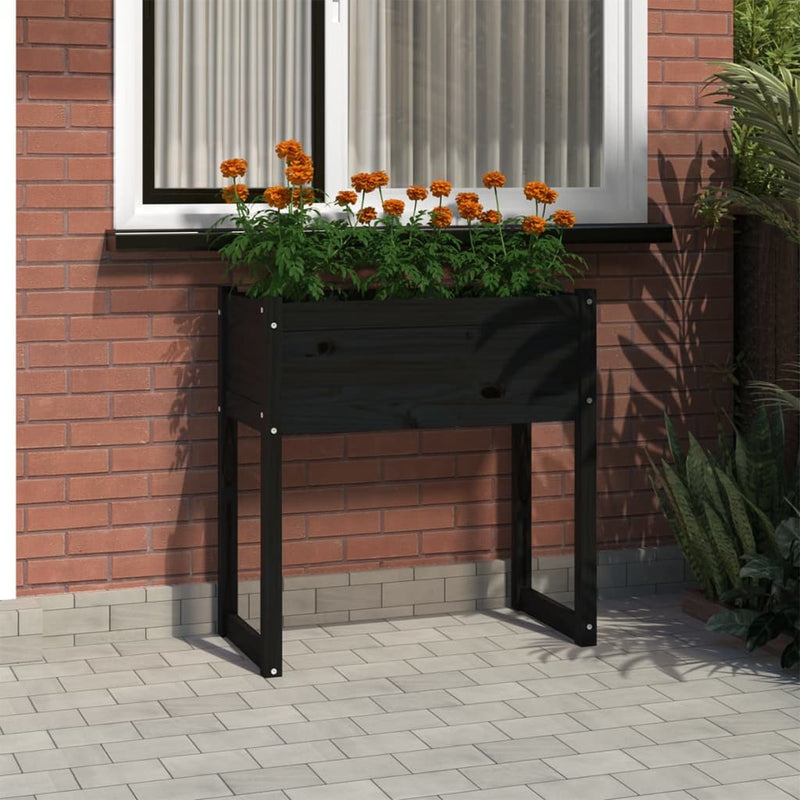 Load image into Gallery viewer, Vidaxl plantenbak 78x40x81 cm massief grenenhout zwart
