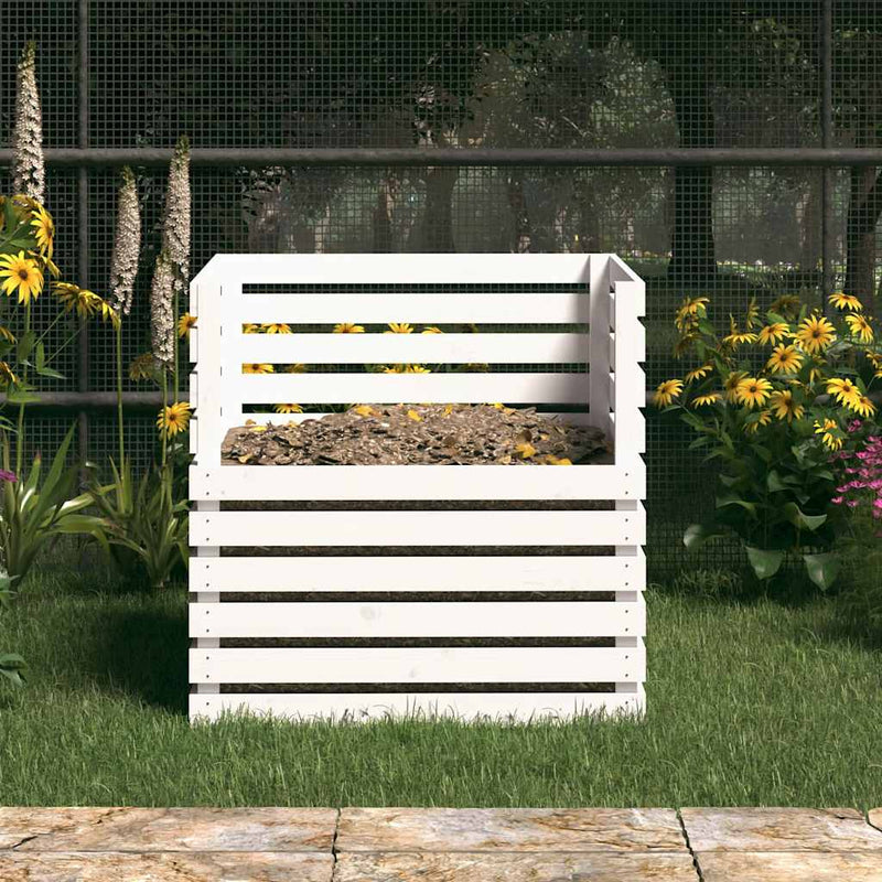 Load image into Gallery viewer, Vidaxl compostbak 80x80x78 cm massief grenenhout wit

