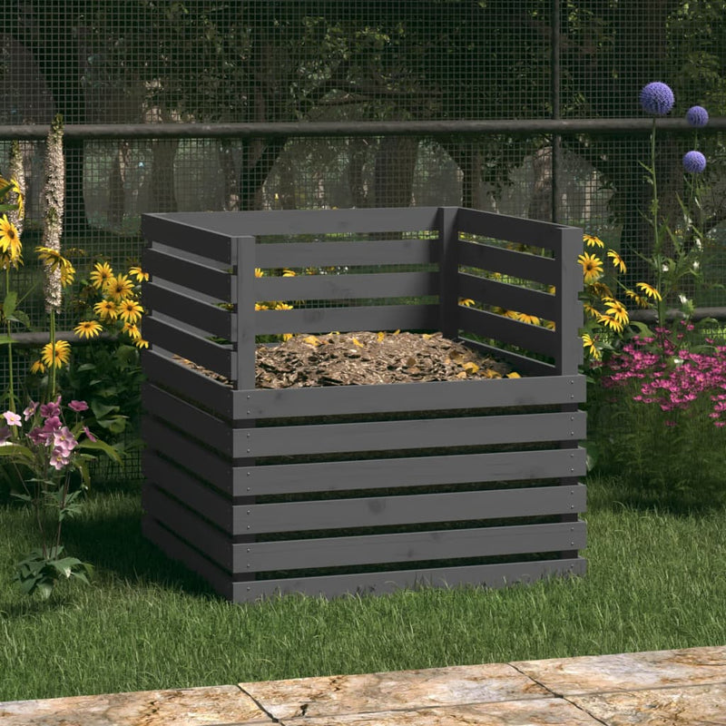 Load image into Gallery viewer, Vidaxl compostbak 80x80x78 cm massief grenenhout grijs

