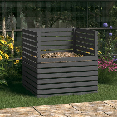 Vidaxl compostbak 100x100x102 cm massief grenenhout grijs