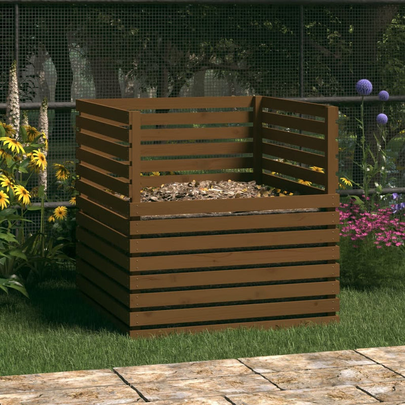 Load image into Gallery viewer, Vidaxl compostbak 100x100x102 cm massief grenenhout honingbruin
