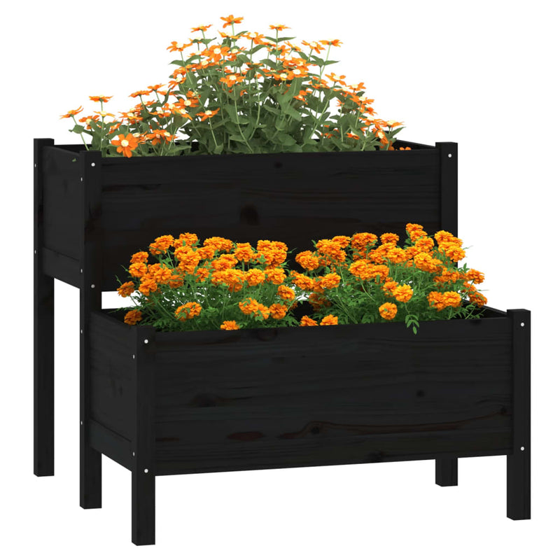Load image into Gallery viewer, VidaXL Plantenbak 84,5x84x75 cm massief grenenhout zwart
