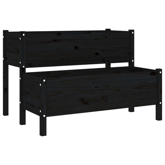 VidaXL Plantenbak 110x84x75 cm massief grenenhout zwart