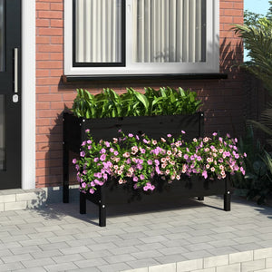 VidaXL Plantenbak 110x84x75 cm massief grenenhout zwart