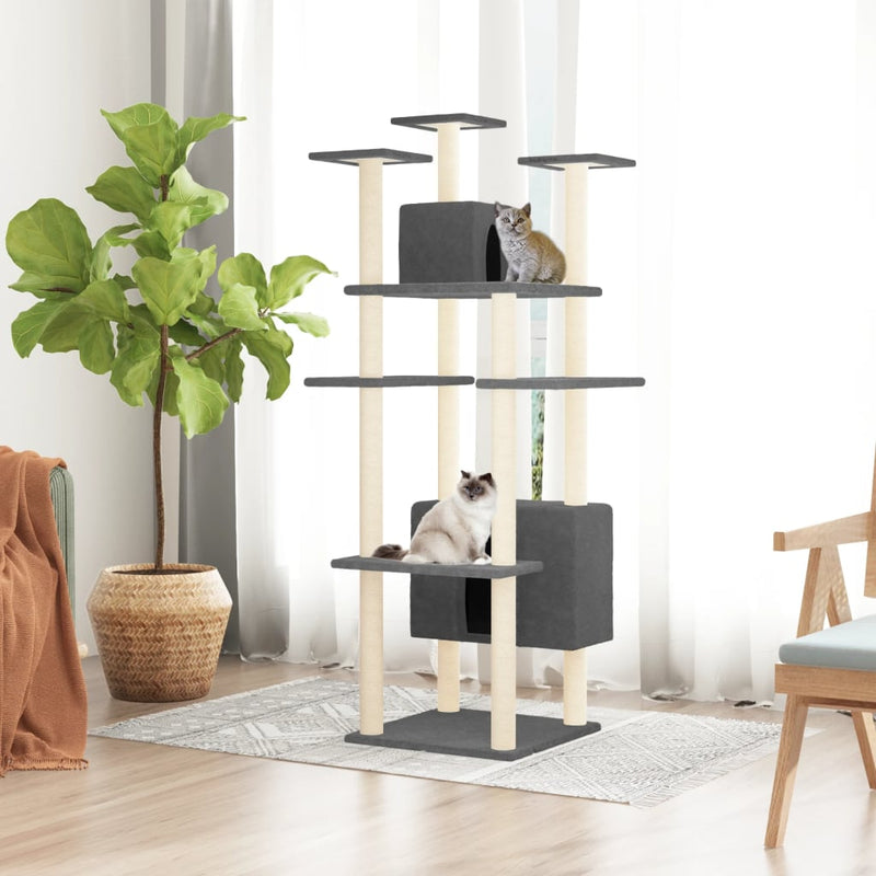 Load image into Gallery viewer, Vidaxl kattenmeubel met sisal krabpalen 162 cm donkergrijs
