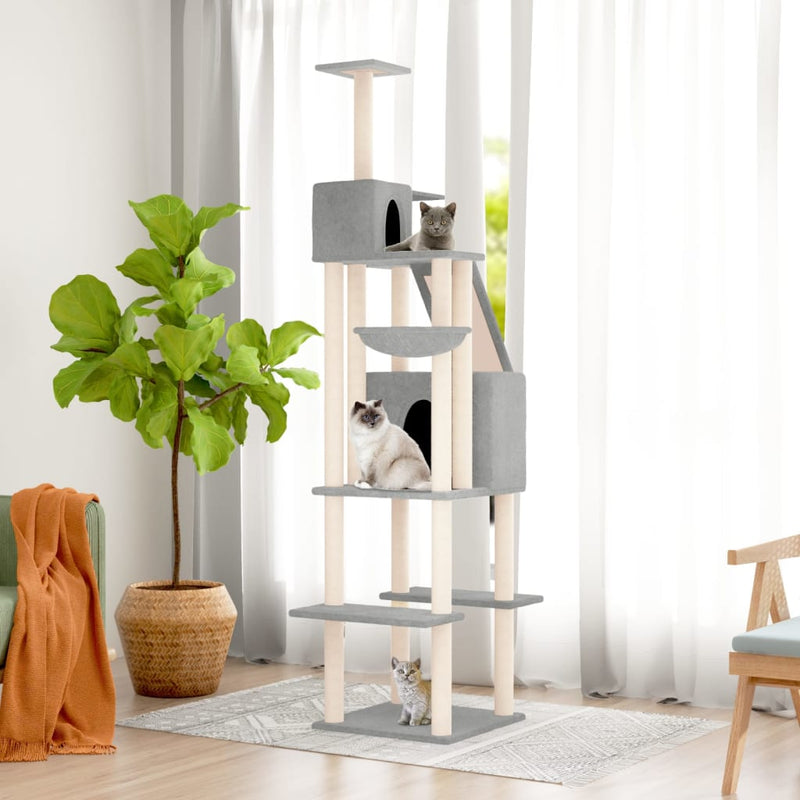 Load image into Gallery viewer, Vidaxl kattenmeubel met sisal krabpalen 201 cm lichtgrijs
