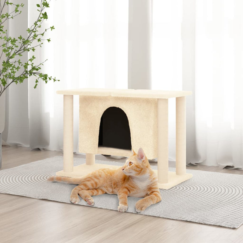 Load image into Gallery viewer, Vidaxl kattenmeubel met sisal krabpalen 50 cm crèmekleurig
