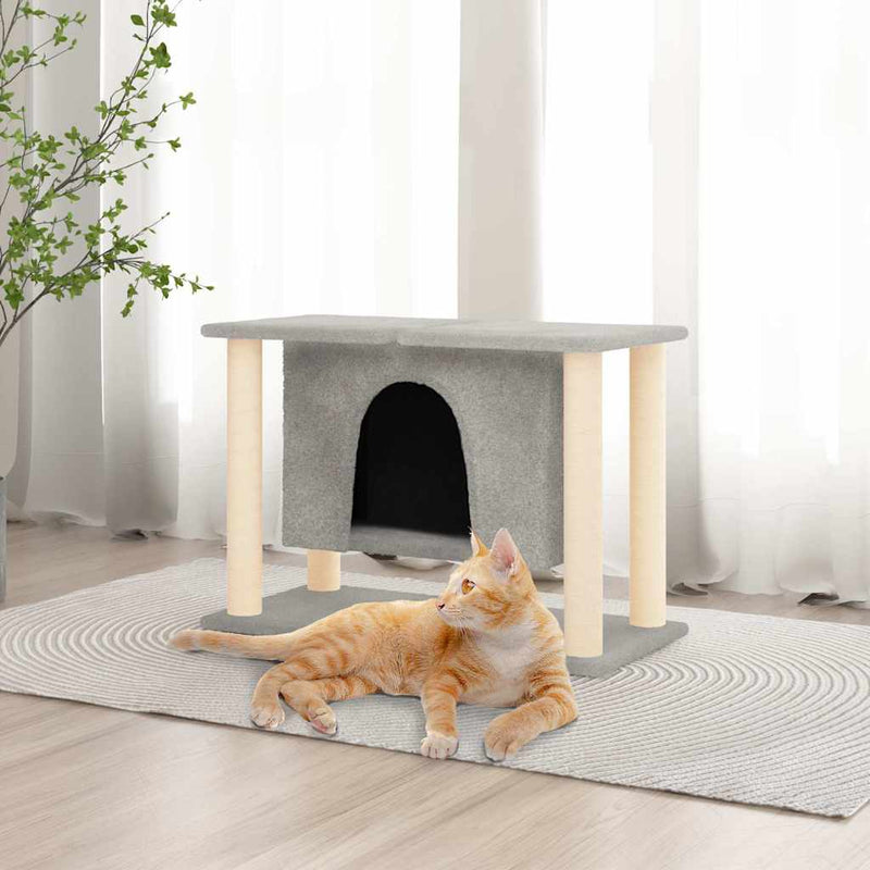 Afbeelding laden in galerijviewer, Vidaxl kattenmeubel met sisal krabpalen 50 cm lichtgrijs
