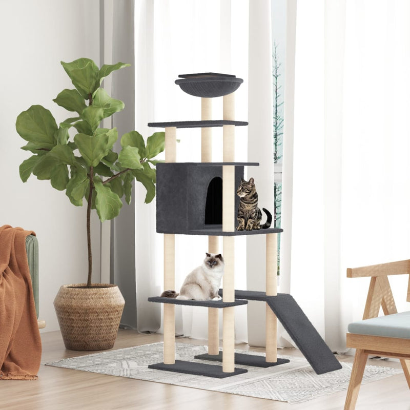 Load image into Gallery viewer, Vidaxl kattenmeubel met sisal krabpalen 166 cm donkergrijs
