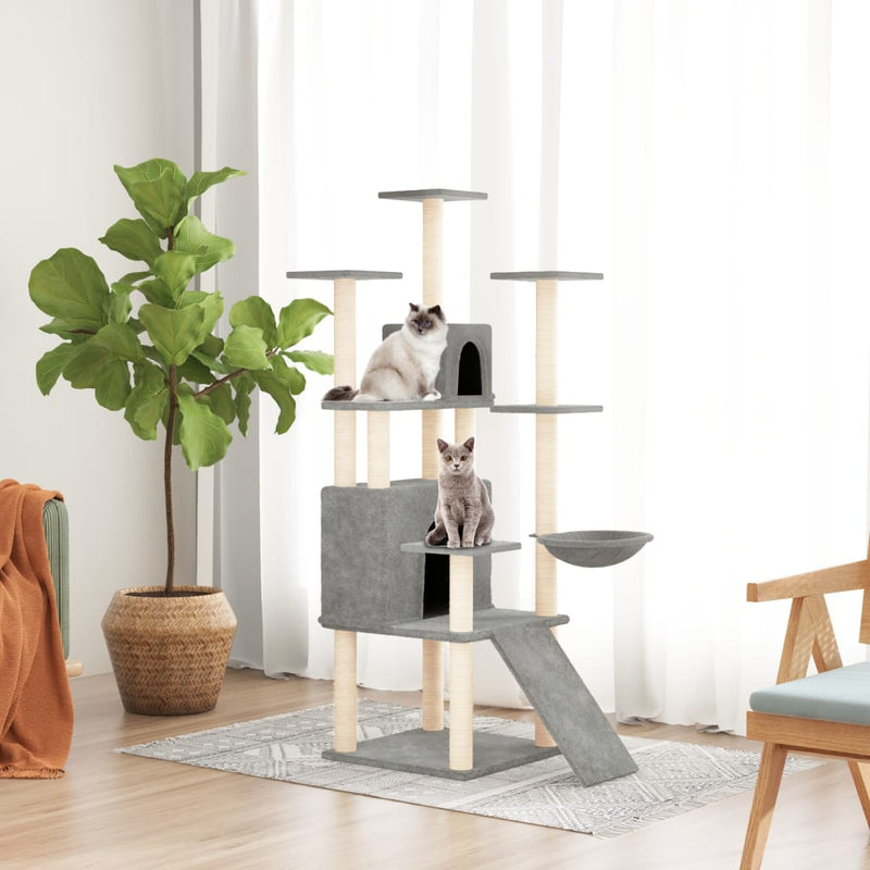 Load image into Gallery viewer, Vidaxl kattenmeubel met sisal krabpalen 154 cm lichtgrijs
