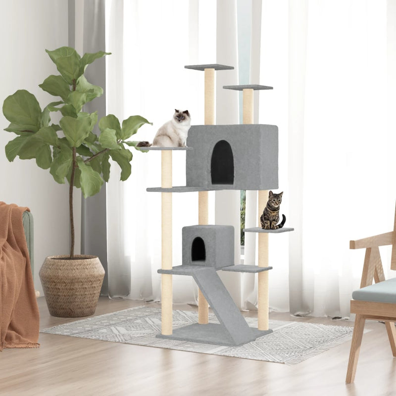 Load image into Gallery viewer, Vidaxl kattenmeubel met sisal krabpalen 153 cm lichtgrijs
