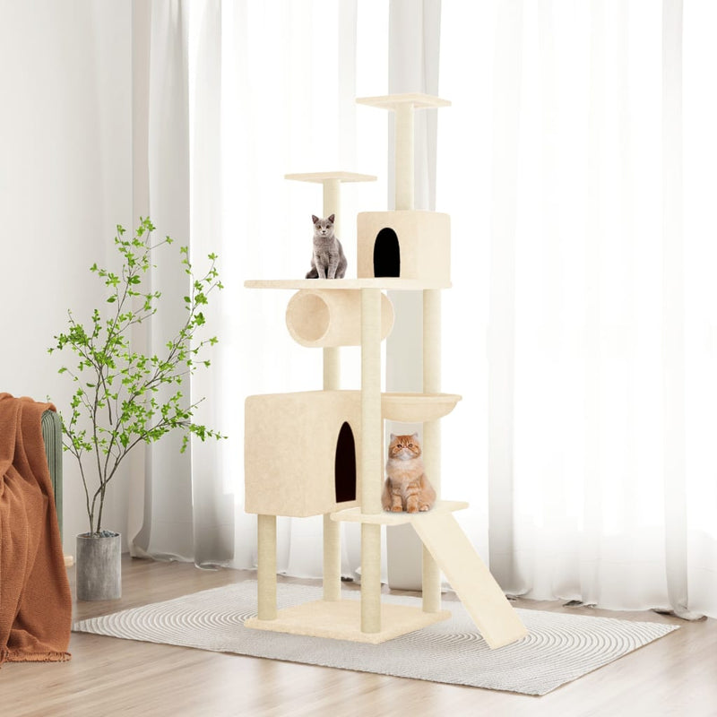 Load image into Gallery viewer, Vidaxl kattenmeubel met sisal krabpalen 168 cm crèmekleurig
