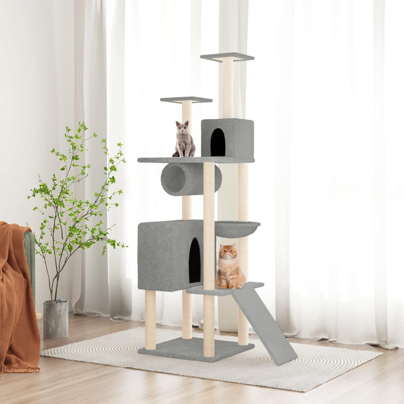 Load image into Gallery viewer, Vidaxl kattenmeubel met sisal krabpalen 168 cm lichtgrijs
