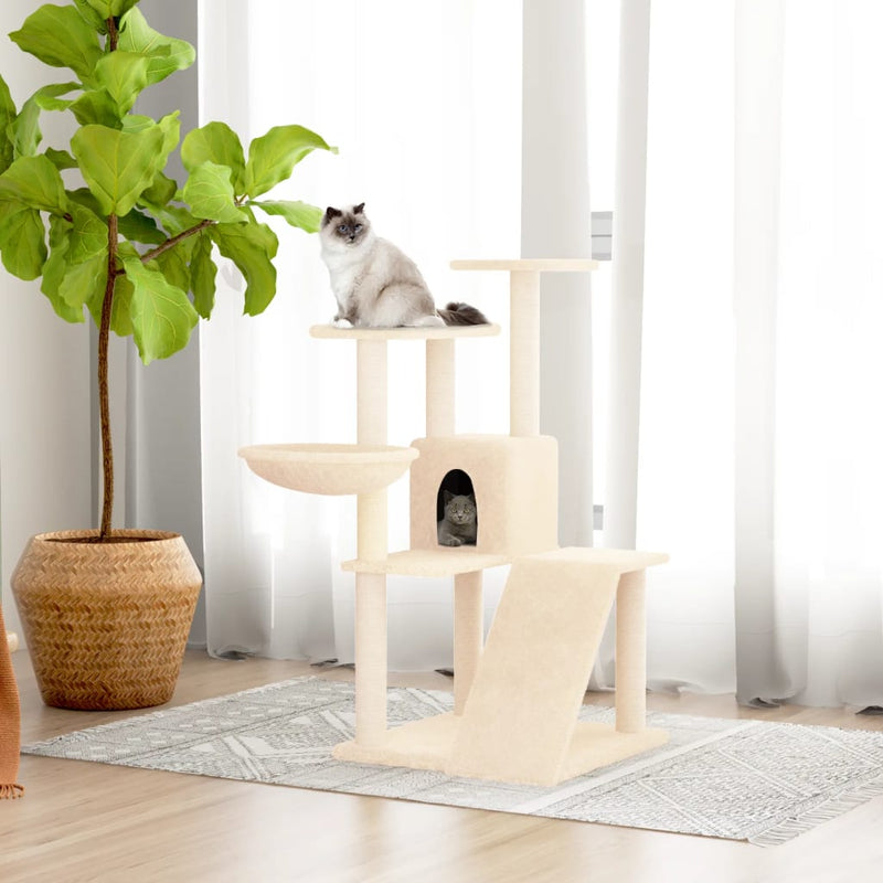 Load image into Gallery viewer, Vidaxl kattenmeubel met sisal krabpalen 94 cm crèmekleurig
