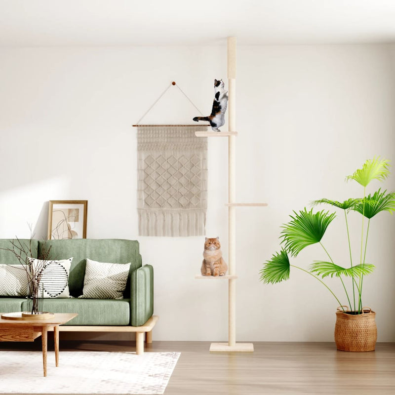 Load image into Gallery viewer, Vidaxl kattenmeubel vloer tot plafond 267,5-297,5 cm crèmekleurig
