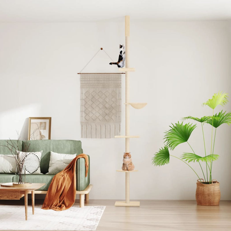 Load image into Gallery viewer, Vidaxl kattenmeubel vloer tot plafond 263,5-289,5 cm crèmekleurig
