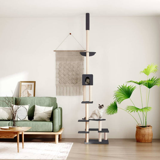 Vidaxl kattenmeubel vloer tot plafond 268,5-294,5 cm donkergrijs