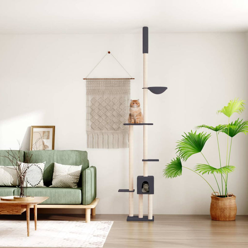 Load image into Gallery viewer, Vidaxl kattenmeubel vloer tot plafond 258,5-284,5 cm donkergrijs
