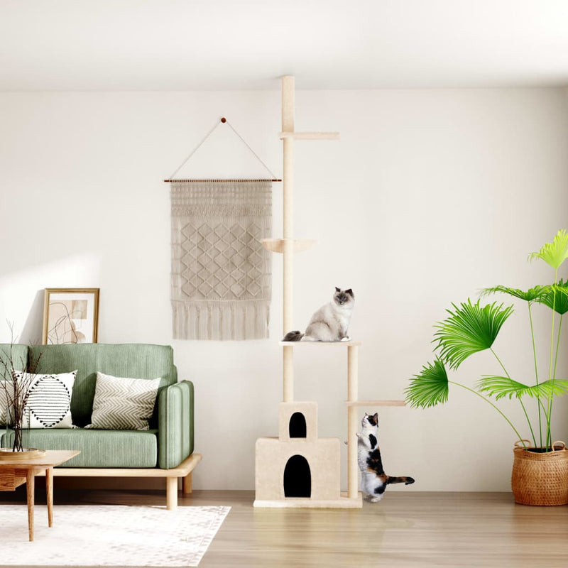 Load image into Gallery viewer, Vidaxl kattenmeubel vloer tot plafond 250,5-276,5 cm crèmekleurig
