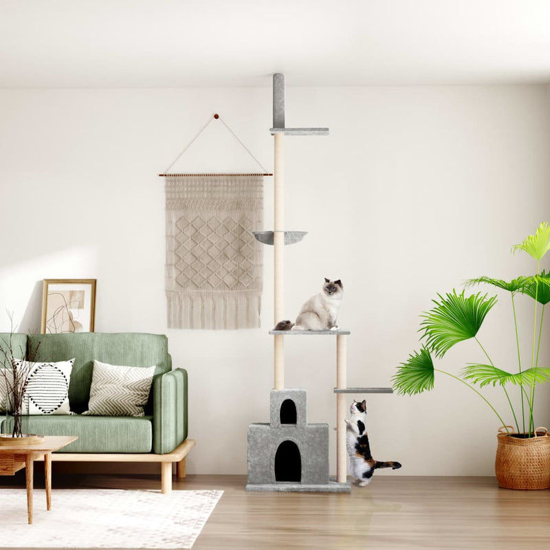 Load image into Gallery viewer, Vidaxl kattenmeubel vloer tot plafond 250,5-276,5 cm lichtgrijs
