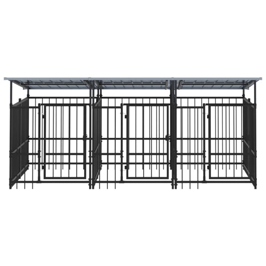 VidaXL Hondenkennel met dak 5,63 m² staal