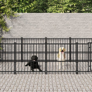 VidaXL Hondenkennel voor buiten 18,77 m² staal