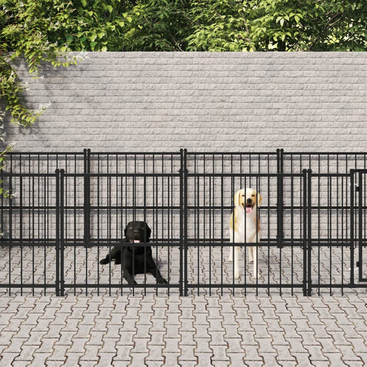 VidaXL Hondenkennel voor buiten 18,77 m² staal