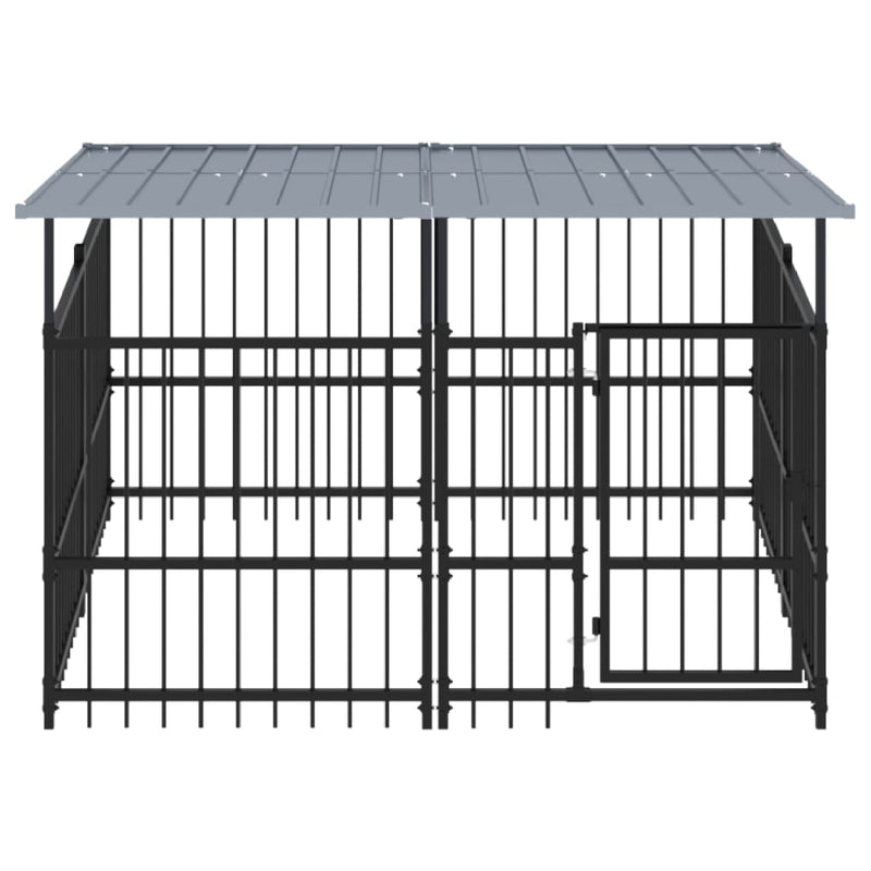 Chargez l'image dans la visionneuse de la galerie, VidaXL Hondenkennel met dak 3,75 m² staal
