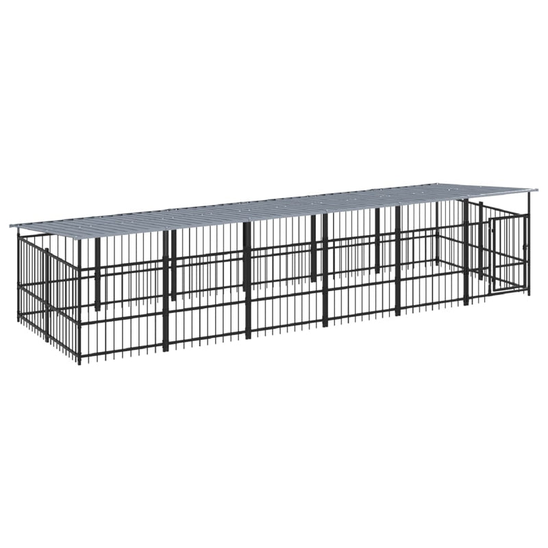 Load image into Gallery viewer, VidaXL Hondenkennel met dak 11,26 m² staal
