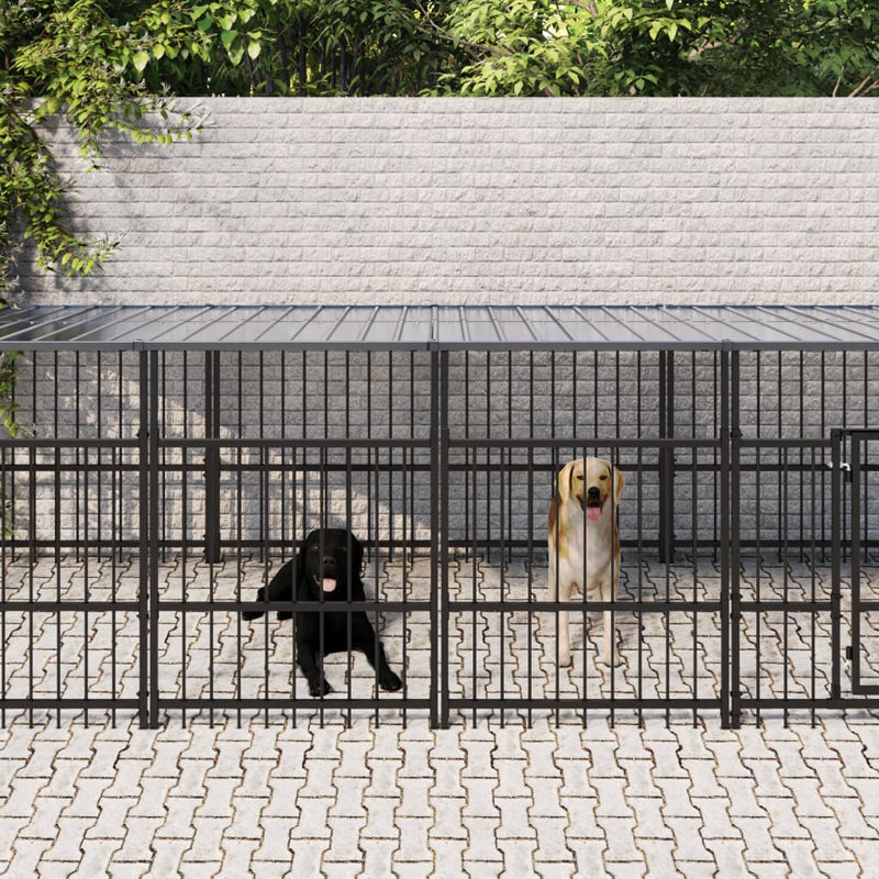 Load image into Gallery viewer, VidaXL Hondenkennel met dak 11,26 m² staal

