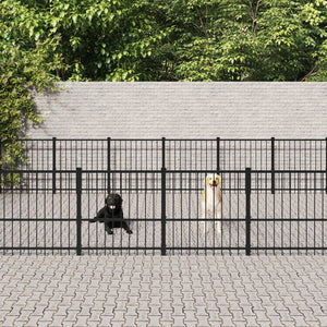 VidaXL Hondenkennel voor buiten 32,93 m² staal