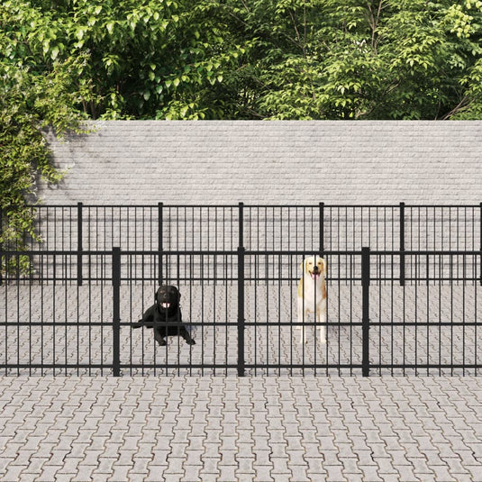 VidaXL Hondenkennel voor buiten 32,93 m² staal