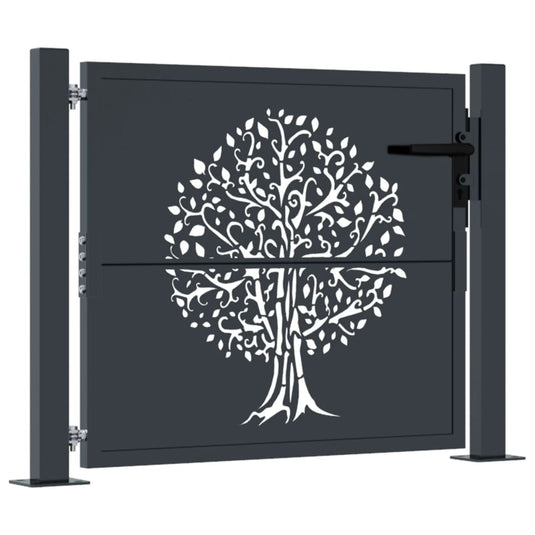 Vidaxl poort 100x75 cm met boomontwerp staal antracietkleurig