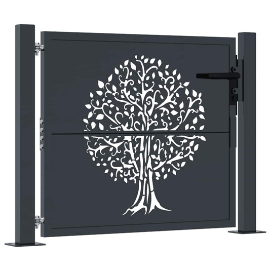 VidaXL Poort 105x105 cm met boomontwerp staal antracietkleurig