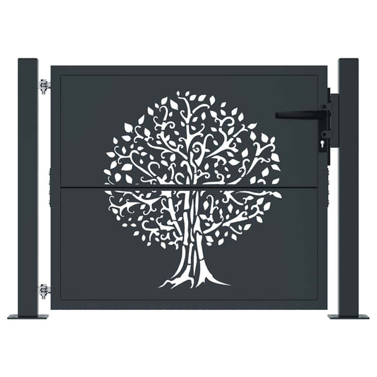 Vidaxl poort 100x100 cm met boomontwerp staal antracietkleurig