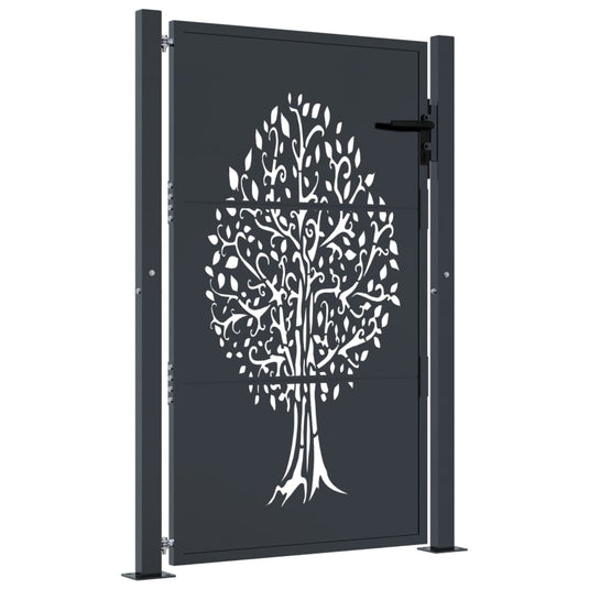 Vidaxl poort 100x125 cm met boomontwerp staal antracietkleurig