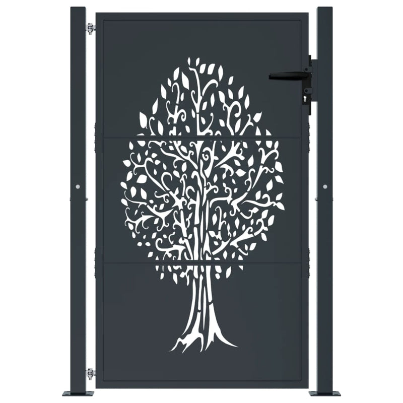 Load image into Gallery viewer, Vidaxl poort 100x125 cm met boomontwerp staal antracietkleurig
