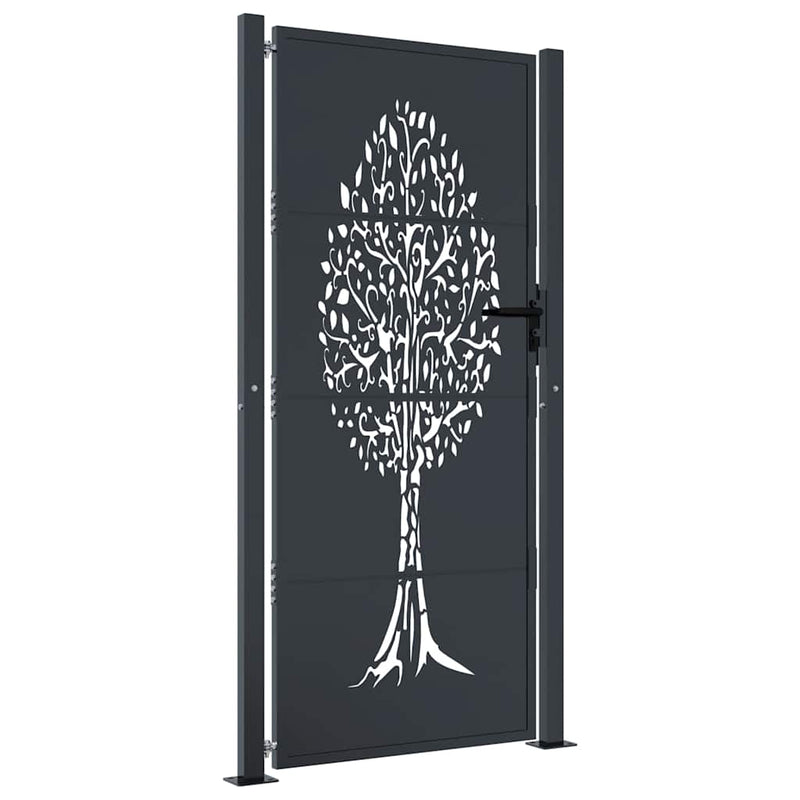 Load image into Gallery viewer, Vidaxl poort 100x200 cm met boomontwerp staal antracietkleurig
