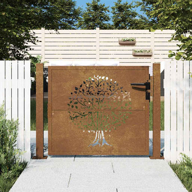 Vidaxl poort 100x75 cm boomontwerp cortenstaal