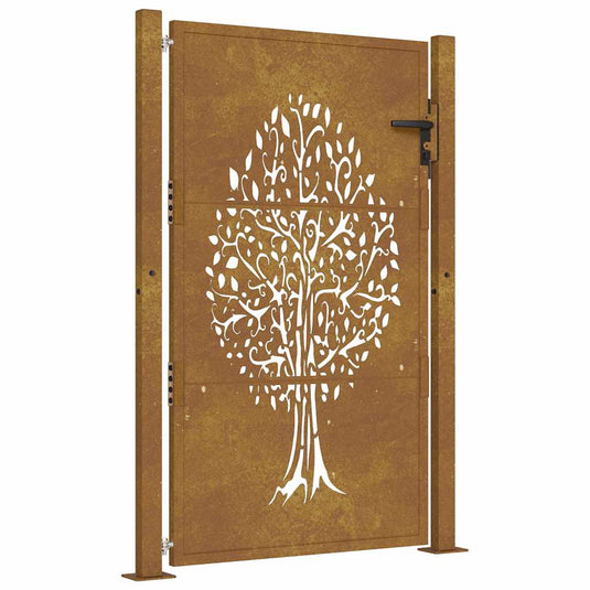 Vidaxl poort 100x125 cm boomontwerp cortenstaal