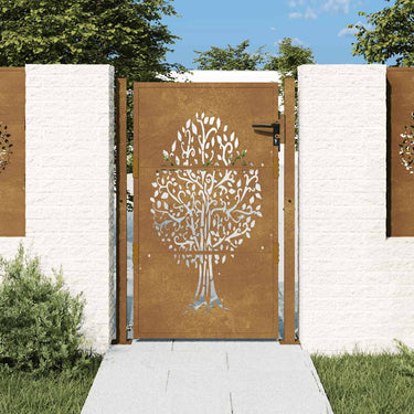 Vidaxl poort 100x125 cm boomontwerp cortenstaal