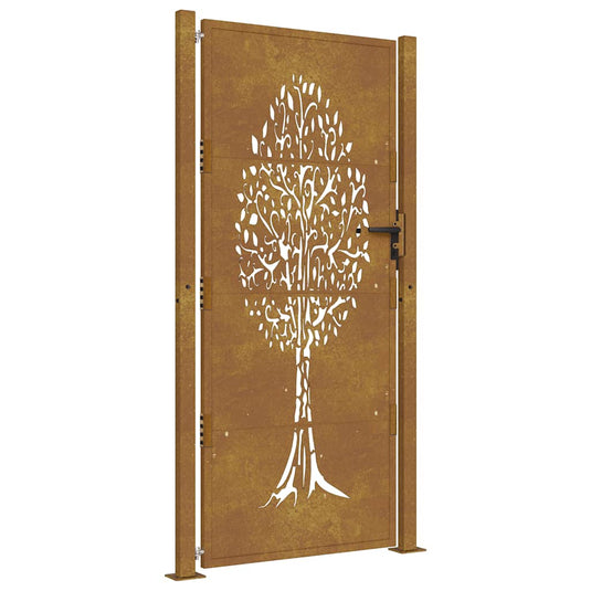 Vidaxl poort 100x175 cm boomontwerp cortenstaal