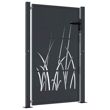 Vidaxl poort 100x150 cm met grasontwerp staal antracietkleurig