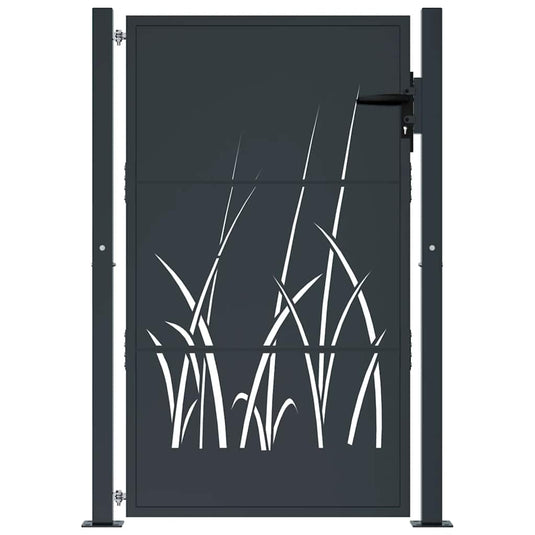 Vidaxl poort 100x150 cm met grasontwerp staal antracietkleurig