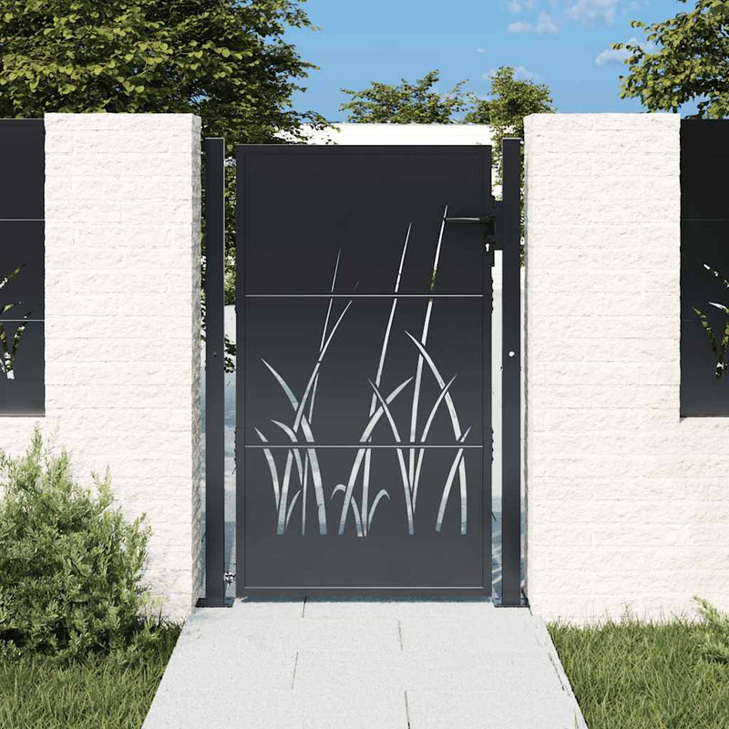 Load image into Gallery viewer, Vidaxl poort 100x150 cm met grasontwerp staal antracietkleurig
