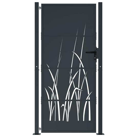 Vidaxl poort 100x200 cm met grasontwerp staal antracietkleurig