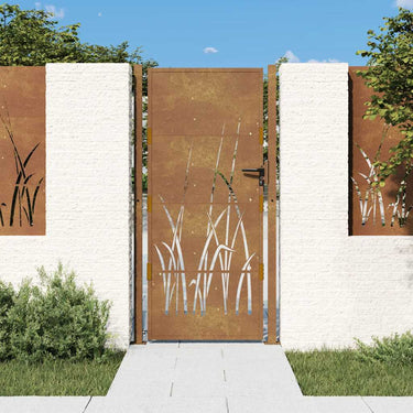 Vidaxl poort grasontwerp 100x175 cm cortenstaal
