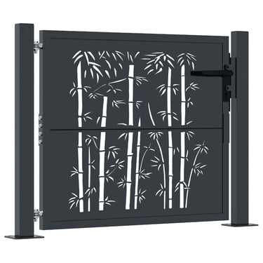 Vidaxl poort met bamboe-ontwerp 100x75 cm staal antracietkleurig